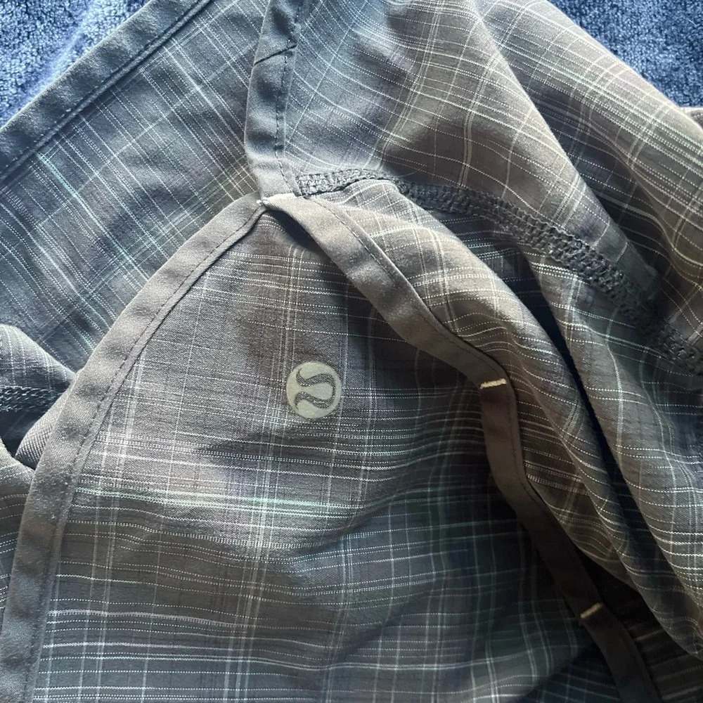 Lululemon Run  Speed Short 8 Gray Plaid Coal